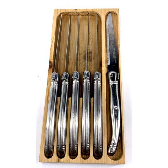 Laguiole De Table Steak Knives Jean Dubost France Bee Set Of 6 Inox Trempe - Picture 1 of 6